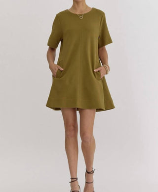 Entro - Solid Ribbed Mini Dress