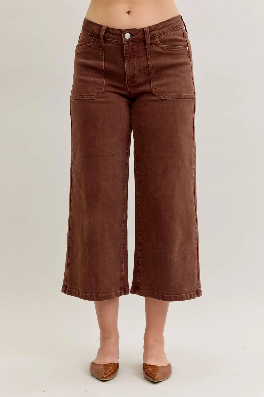 Judy Blue - Wide Crop Garment Dyed Utility Jeans