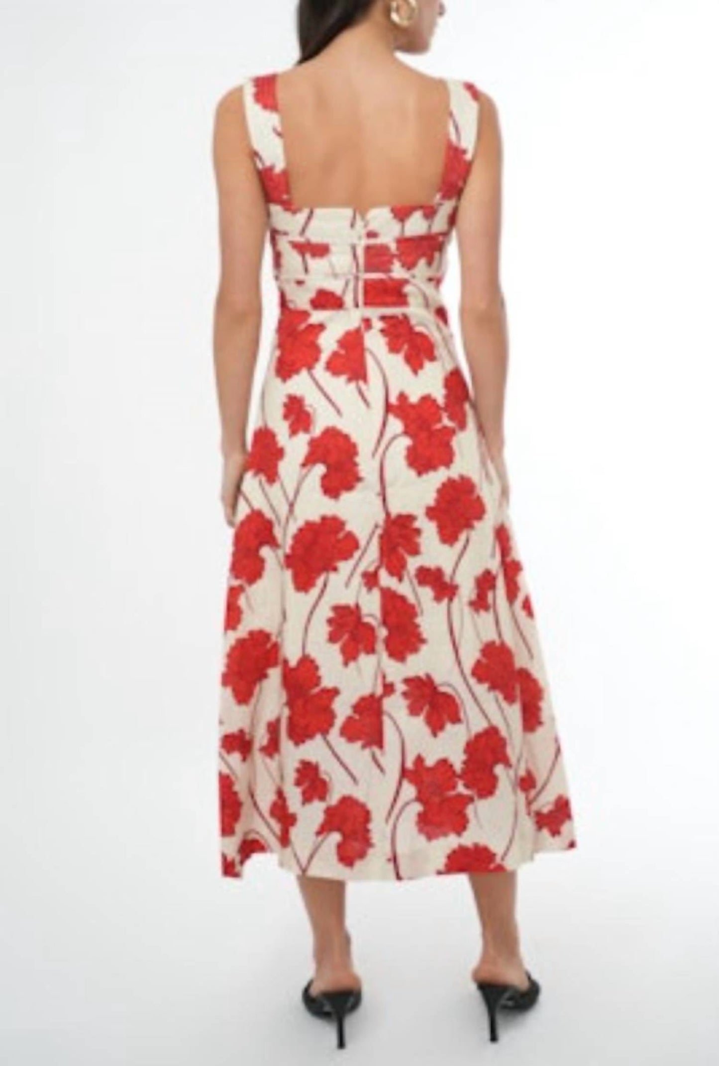 Greylin - Women's Madi Linen Sweetheart Neck Midi Dress