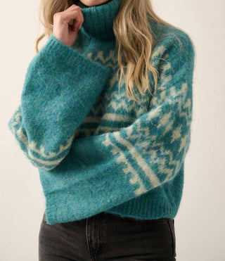 Promesa - Abstract Geometric Turtleneck Loose Fit Sweater