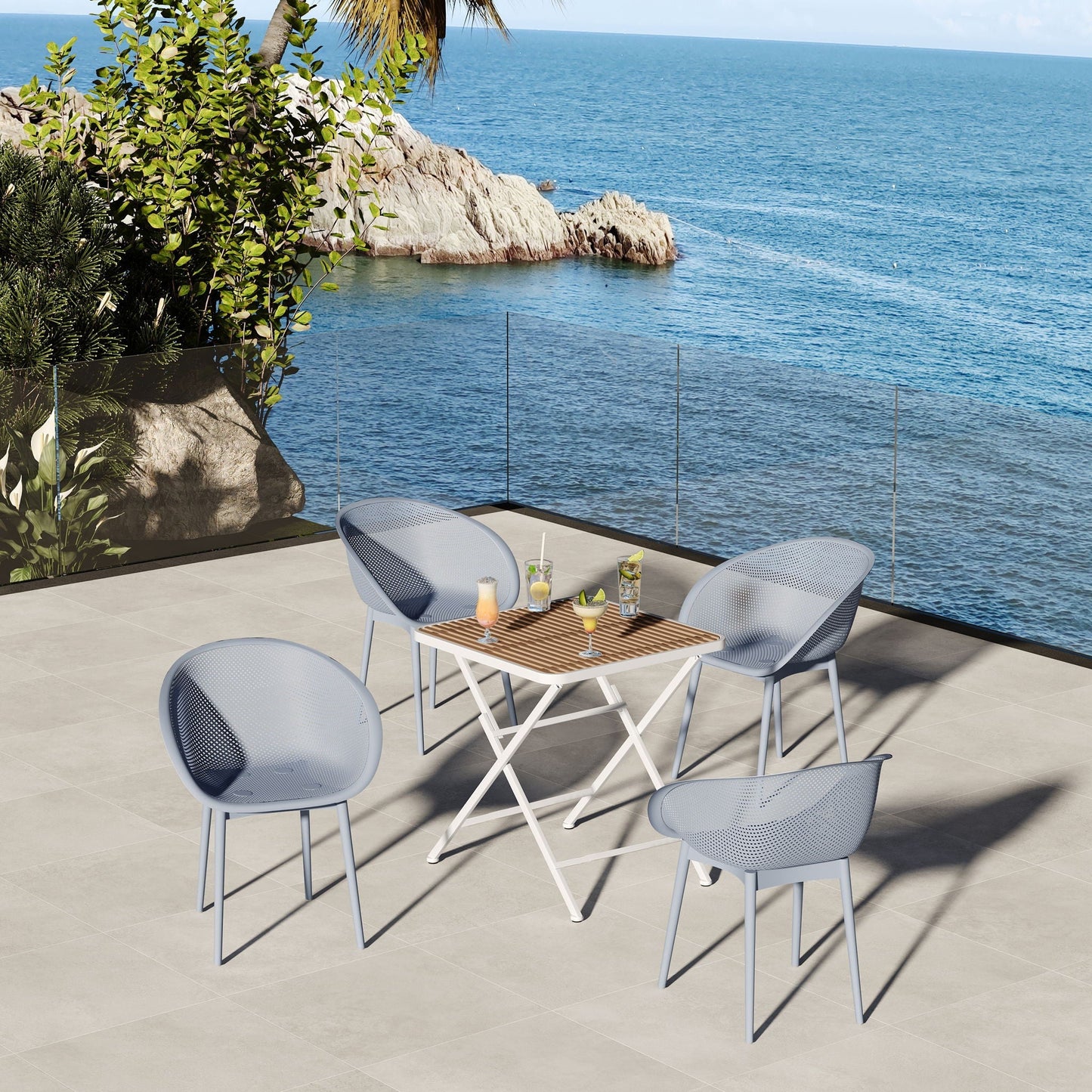 2 Piece Durable Single Chair With Hollow Out Design