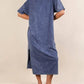 Very J - Mineral Washed Casual Comfy Midi Dress