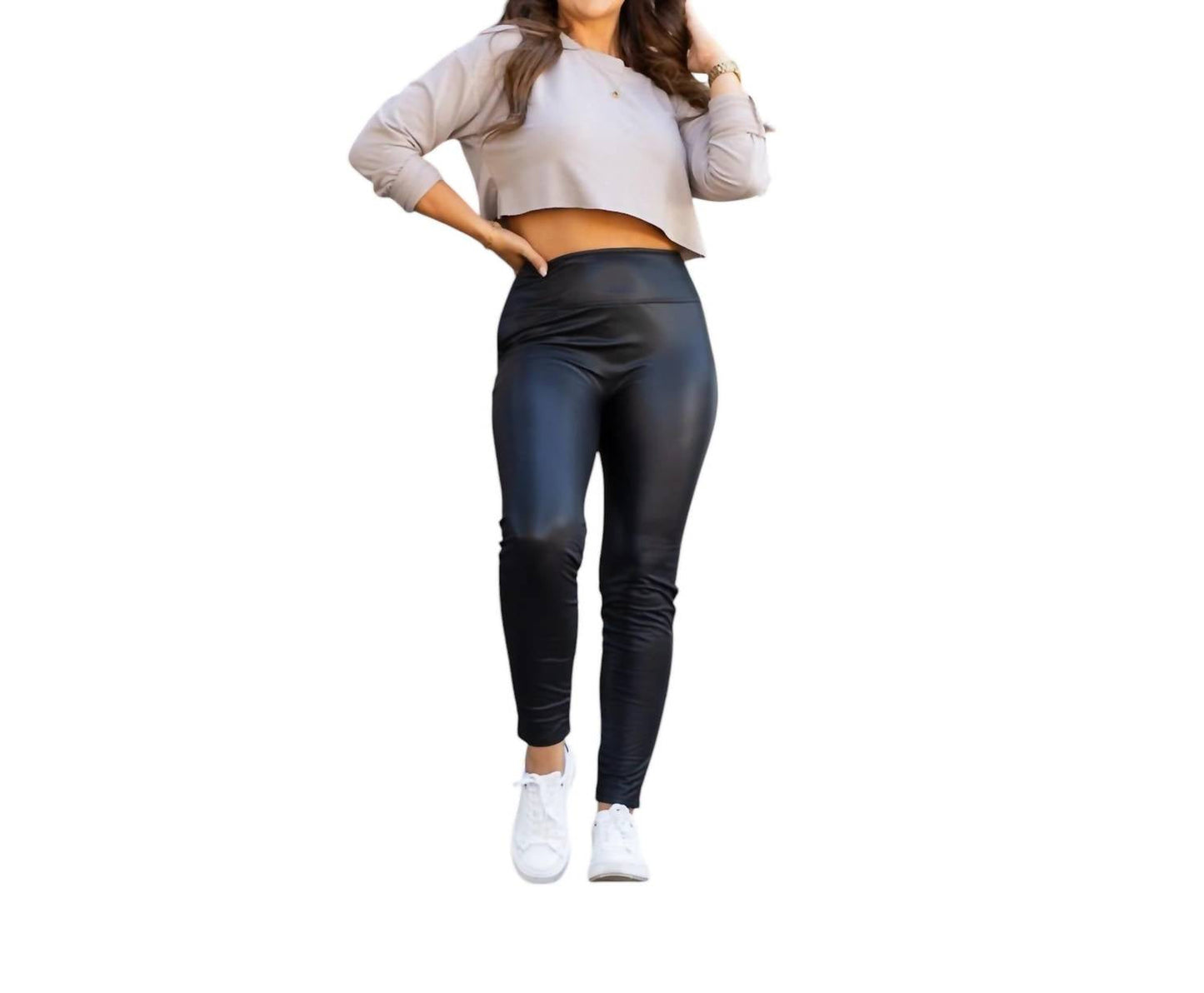 Julia Rose - Farrah High-Waisted Faux Leather Leggings