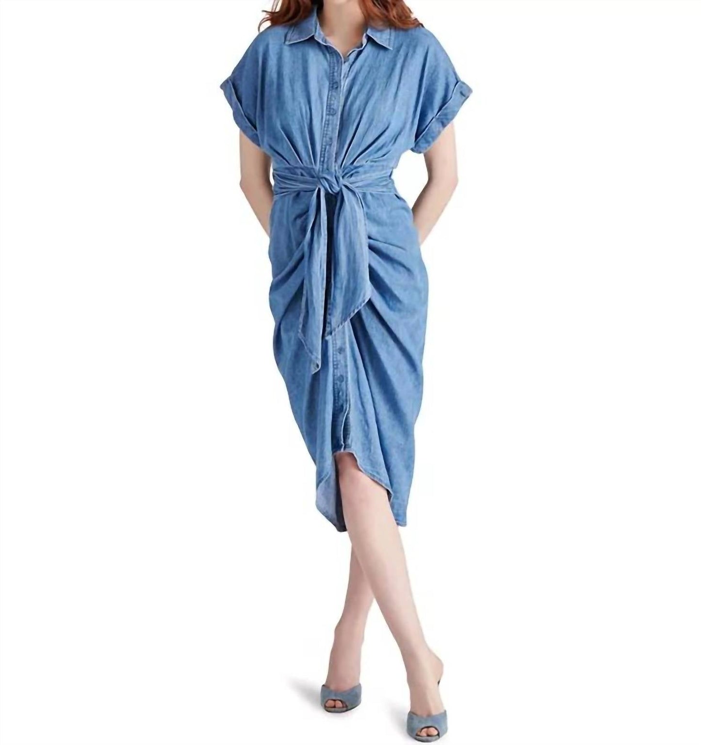 Steve Madden - Rouched Waist Tie Midi Dress