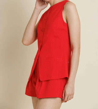 Aureum - Lula Linen-blend Sleeveless Vest