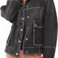 Free People - Ariel Cozy Denim Bomber Jacket