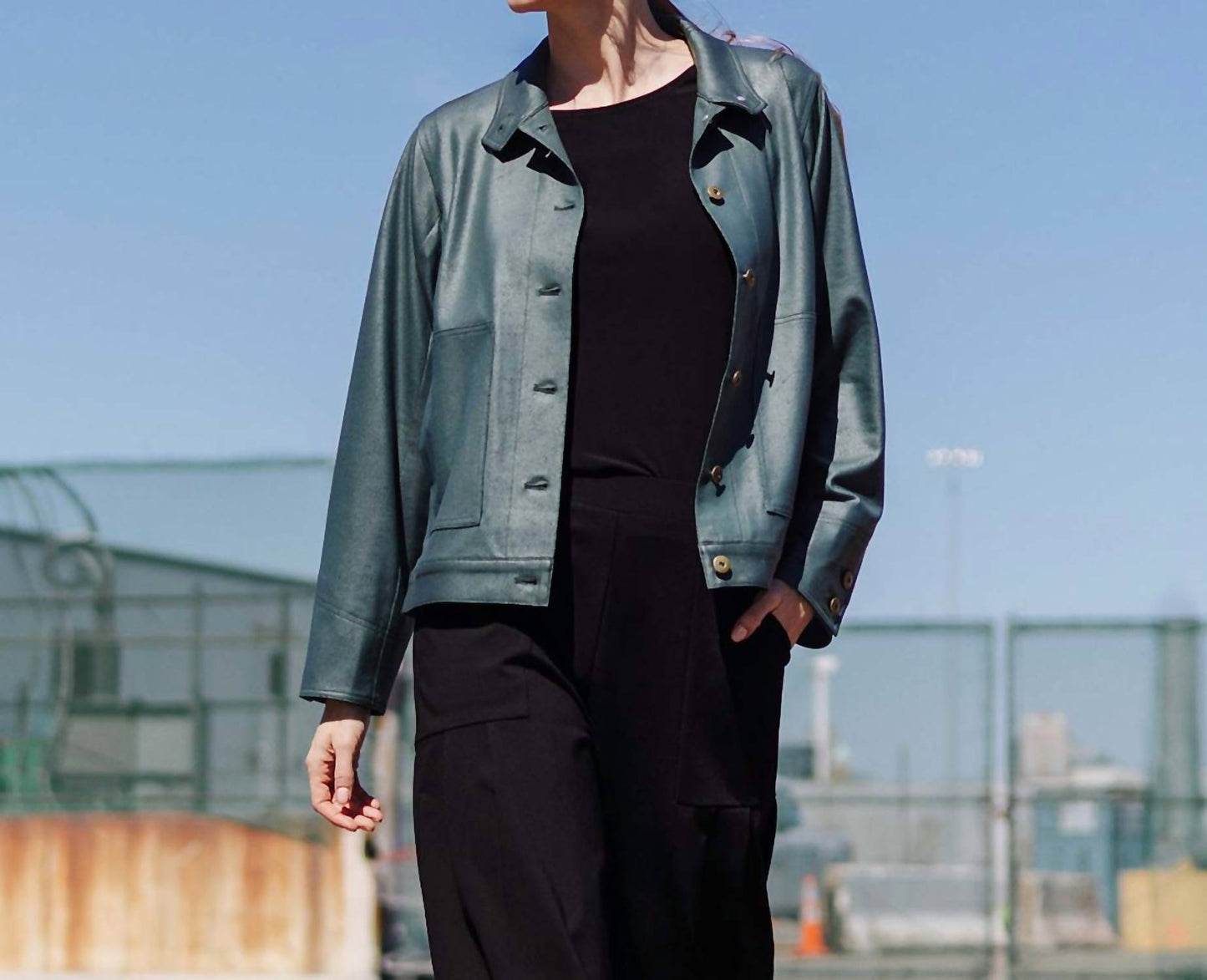 Clara Sunwoo - Liquid Leather Button Front Jacket