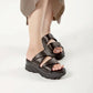 All Black - Women's Double Collar Slide Sandals