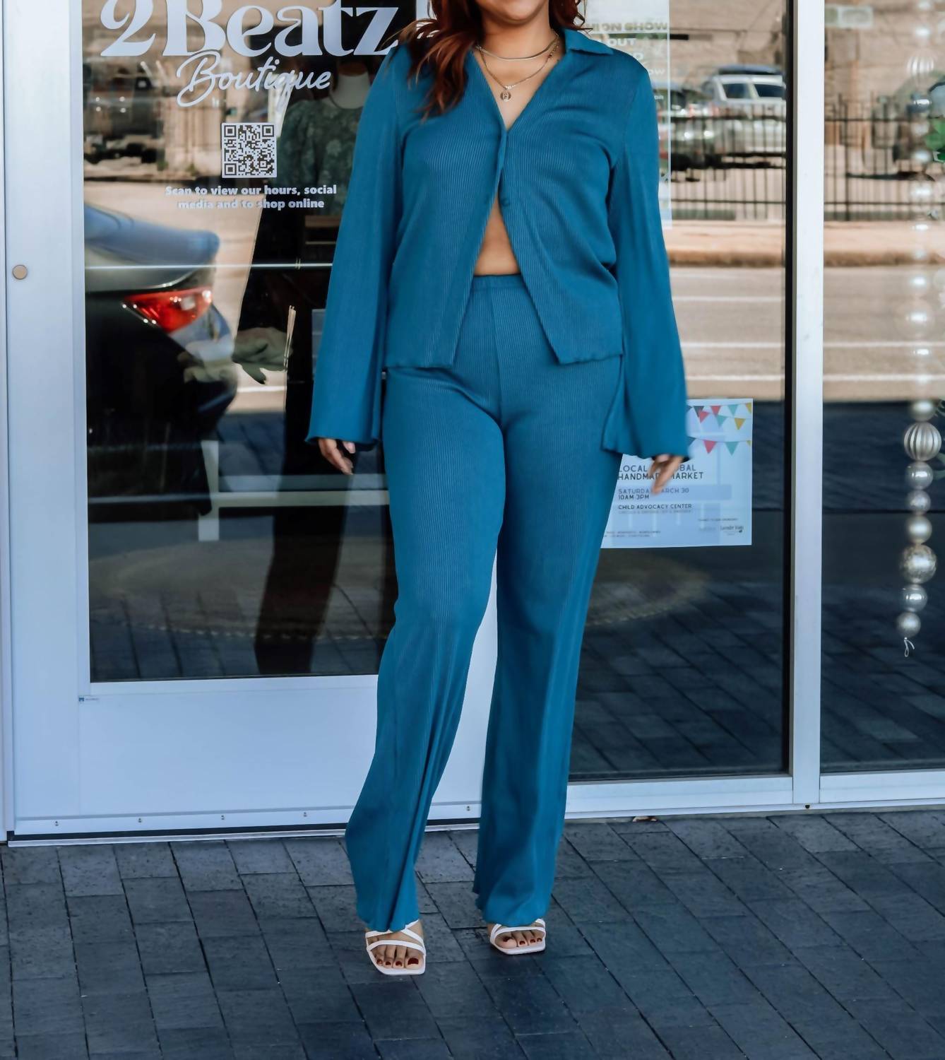 Fascination - Promise Me Collared Top And Pants Set