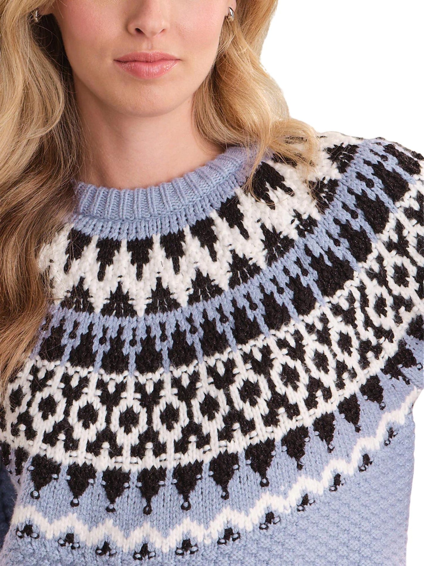 525 America - Alora Puff Sleeve Fair Isle Top