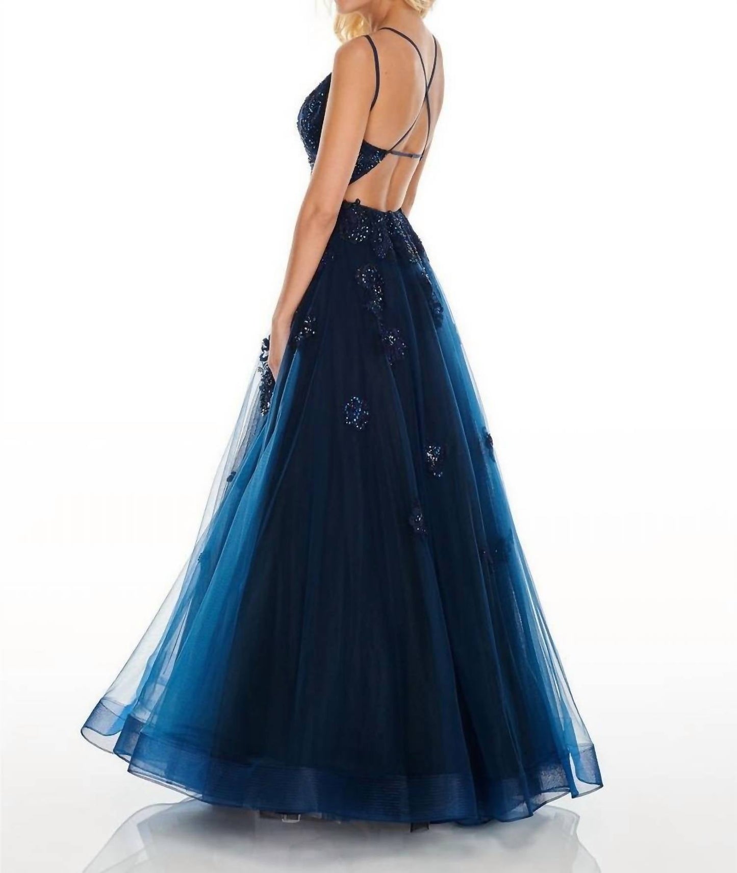 Rachel Allan - Beaded Lace Strappy Tulle Prom Gown