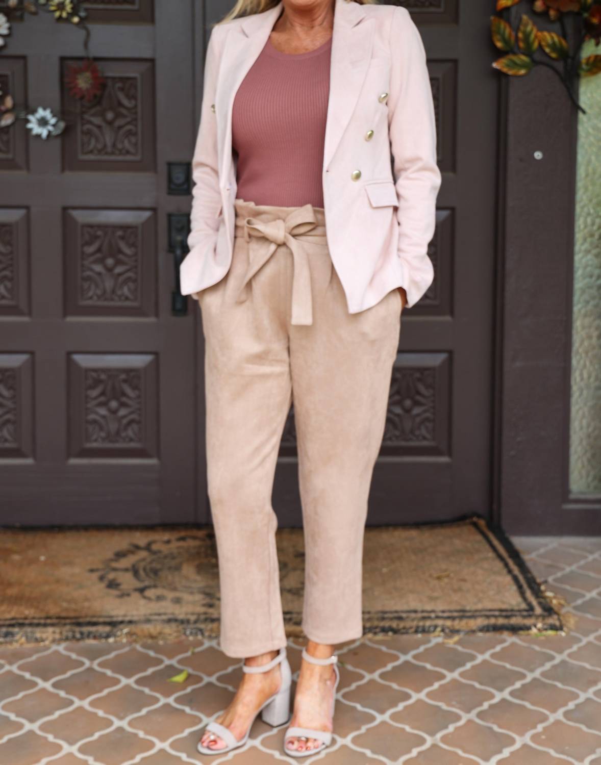 Dolce Cabo - Faux Suede Doubled Breasted Blazer