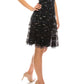 Aidan Mattox - Short Sleeve Sequined A-line Dress