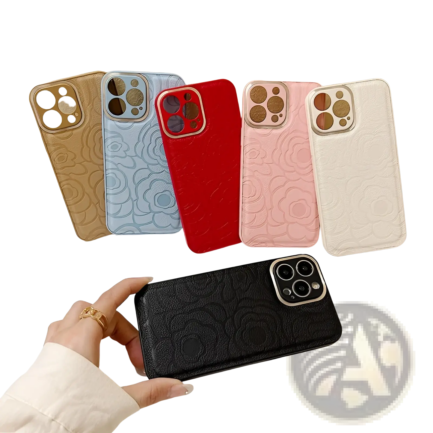 Camellia Leather Phone Case for Iphone 11 to 14