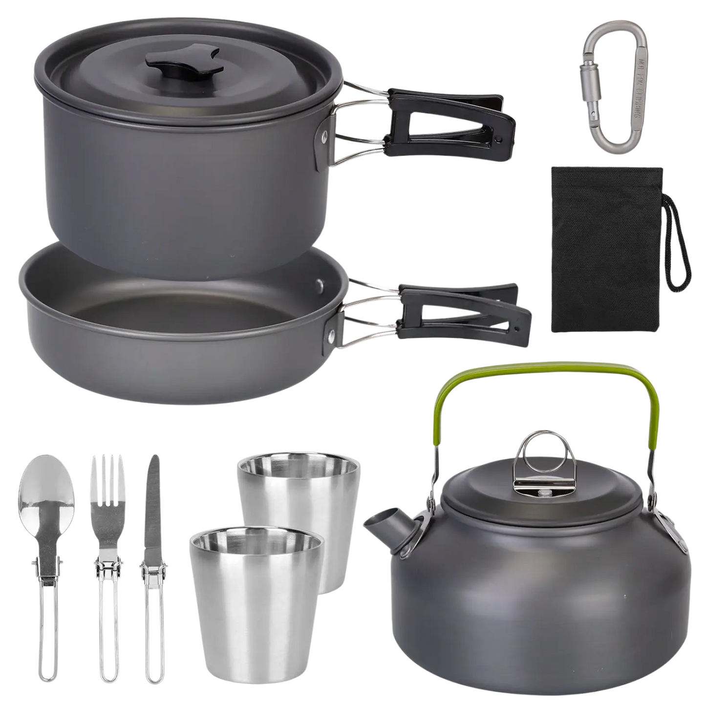Camping Cookware Set 12pcs Aluminum Pot Pan Kettle