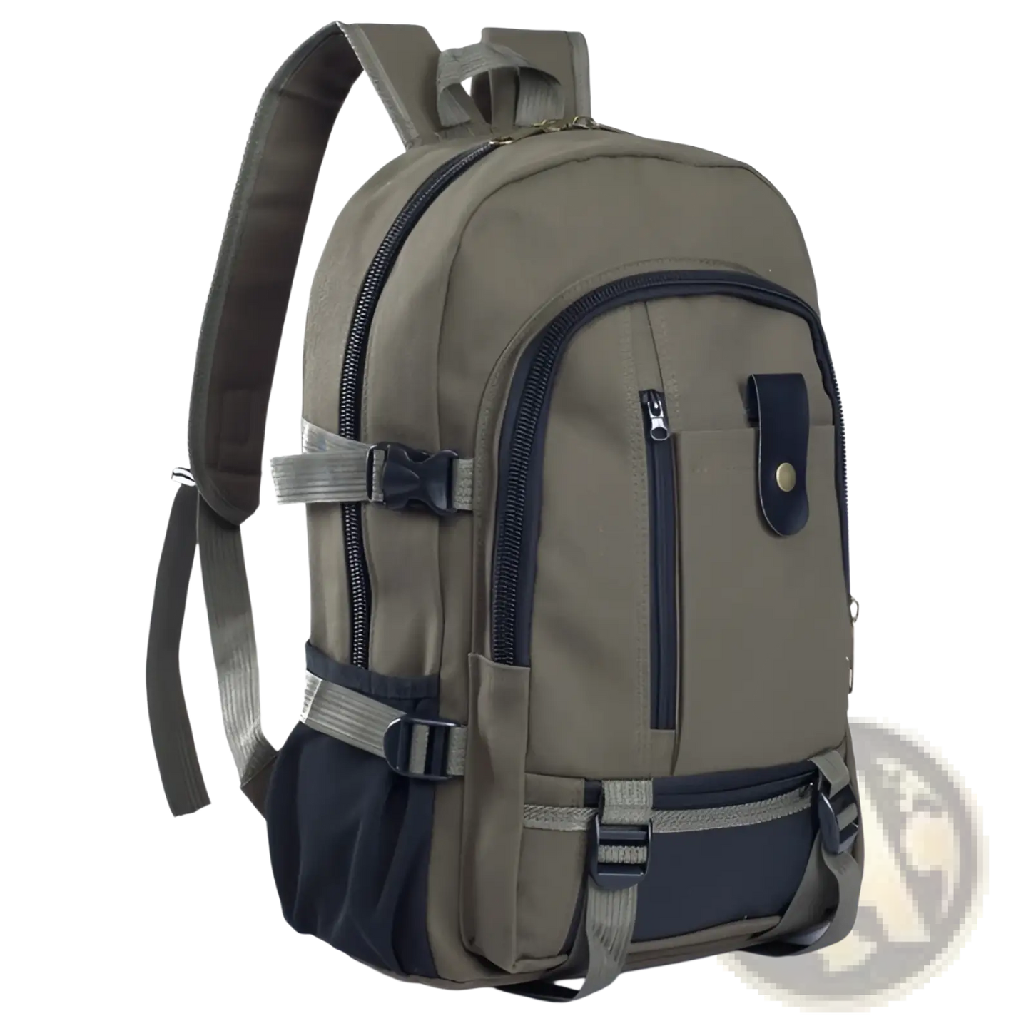Canvas Backpack Men's Olive Green Student Bag