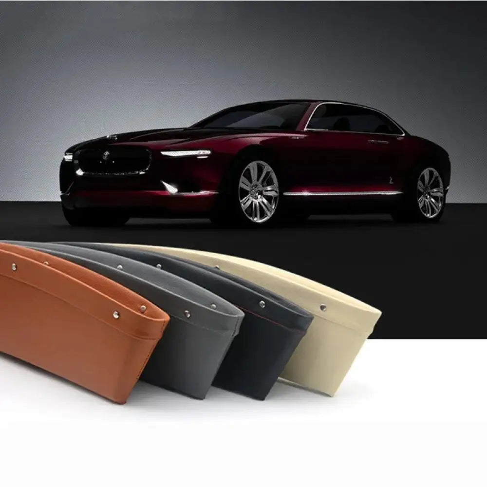 Premium Pu Leather Car Seat Gap Organizer with Rivets