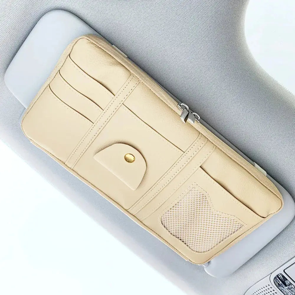 Premium Leather Car Sun Visor Storage Organizer
