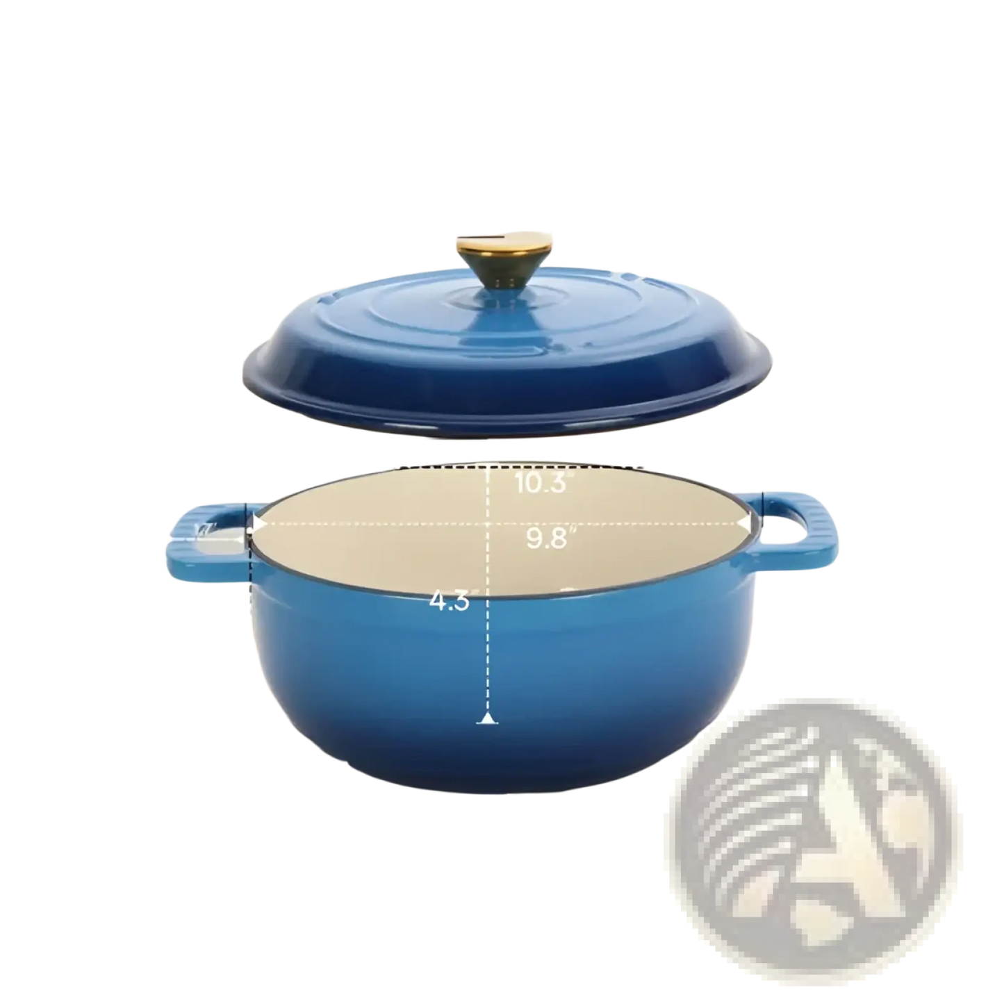 Cast Iron Dutch Oven 5qt Blue with Gold Knob