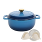 Cast Iron Dutch Oven 5qt Blue with Gold Knob