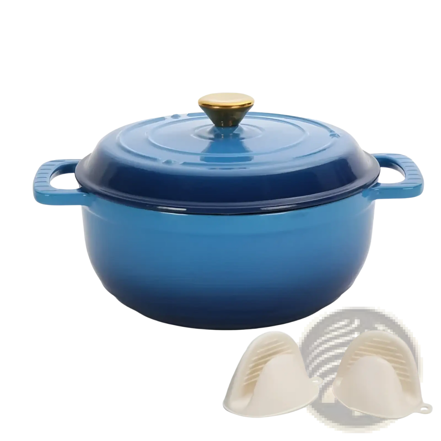 Cast Iron Dutch Oven 5qt Blue with Gold Knob