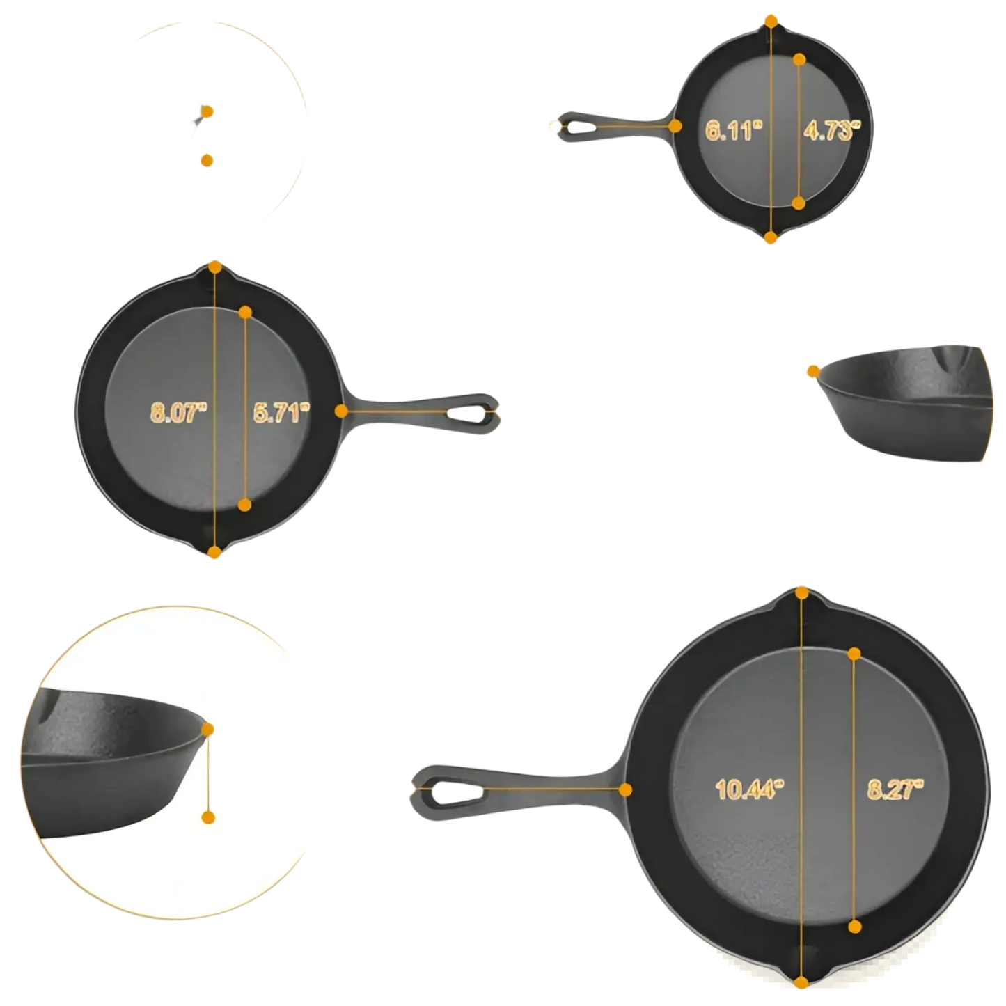 Cast Iron Skillet Set Pre Seasoned 3 Piece Cookware