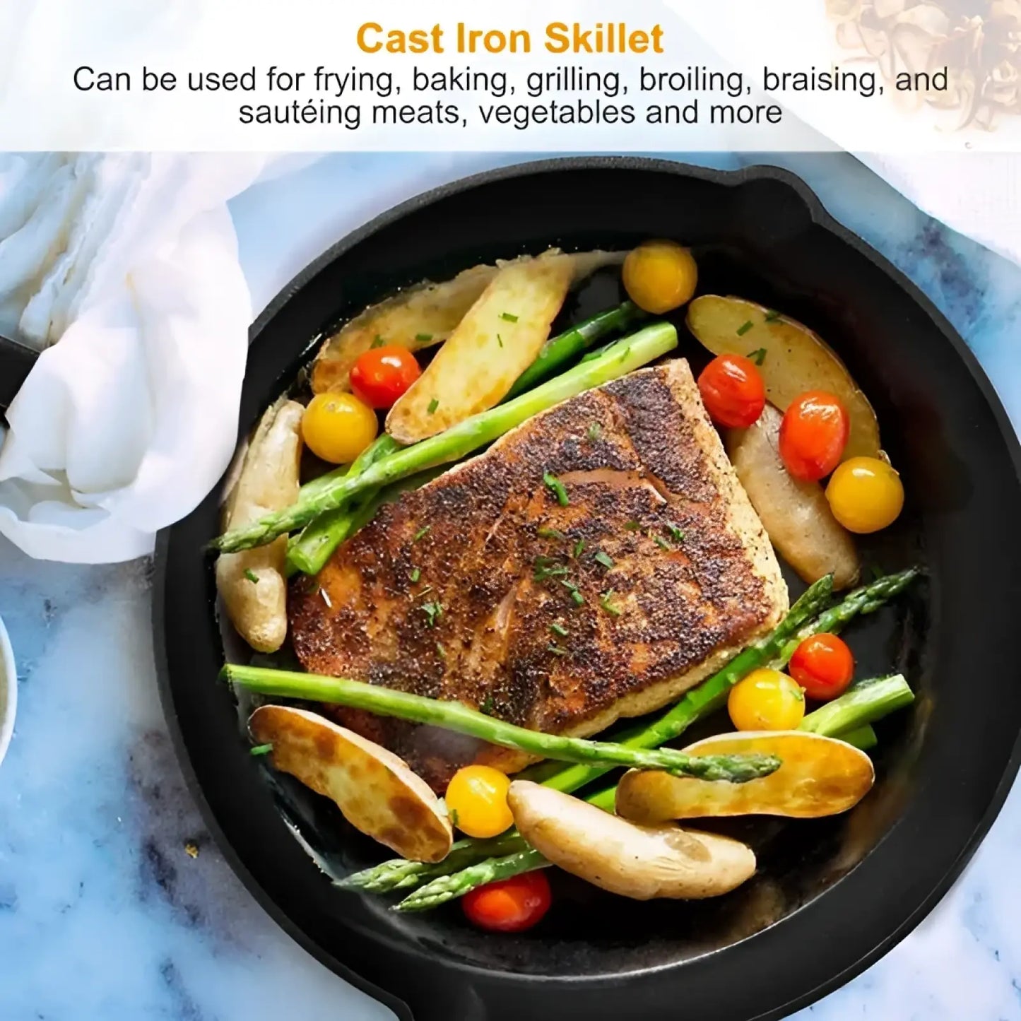 Cast Iron Skillet Set Pre Seasoned 3 Piece Cookware