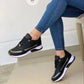 Women's Casual Metallic Accent Round Toe Walking Sneakers