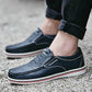 Men's British Leather Striped Sole Slip on Shoes
