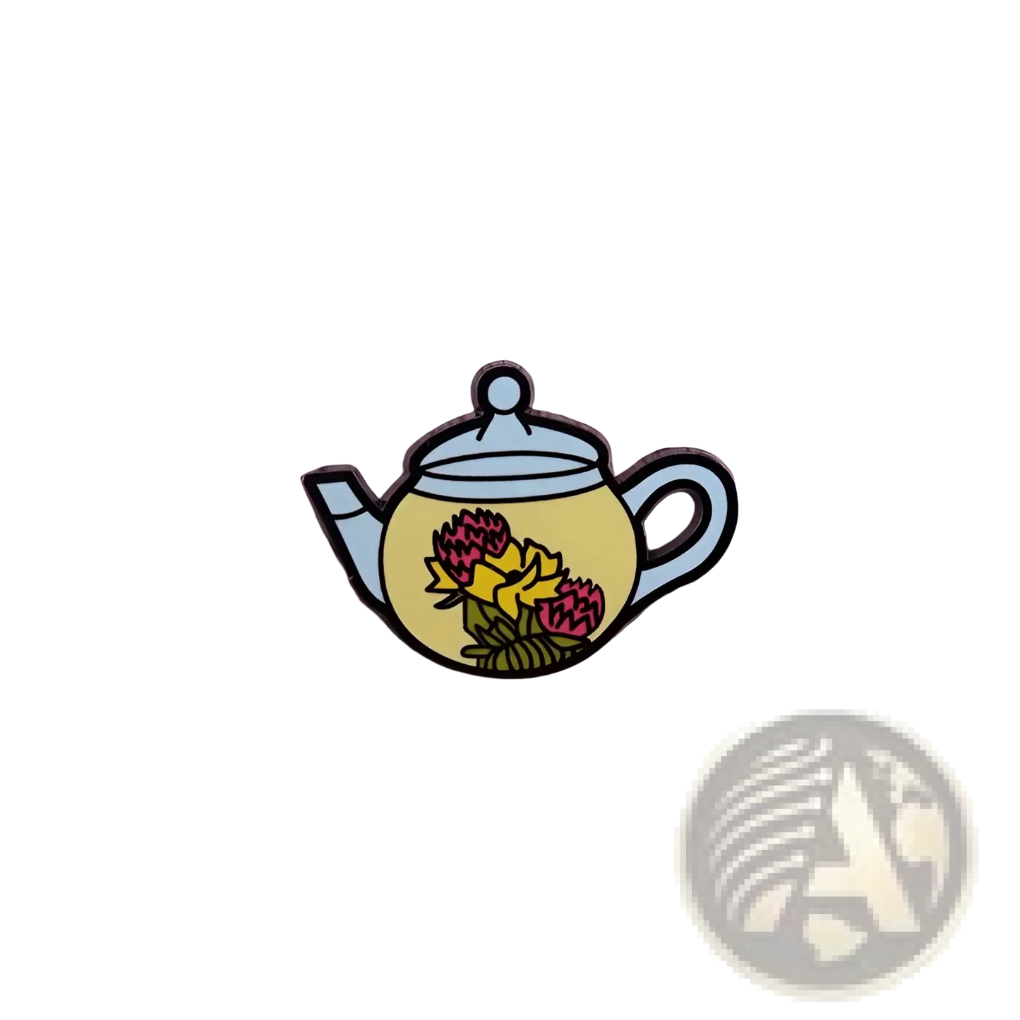 Cat Witch Teapot Enamel Pin Whimsical Copper Brooch