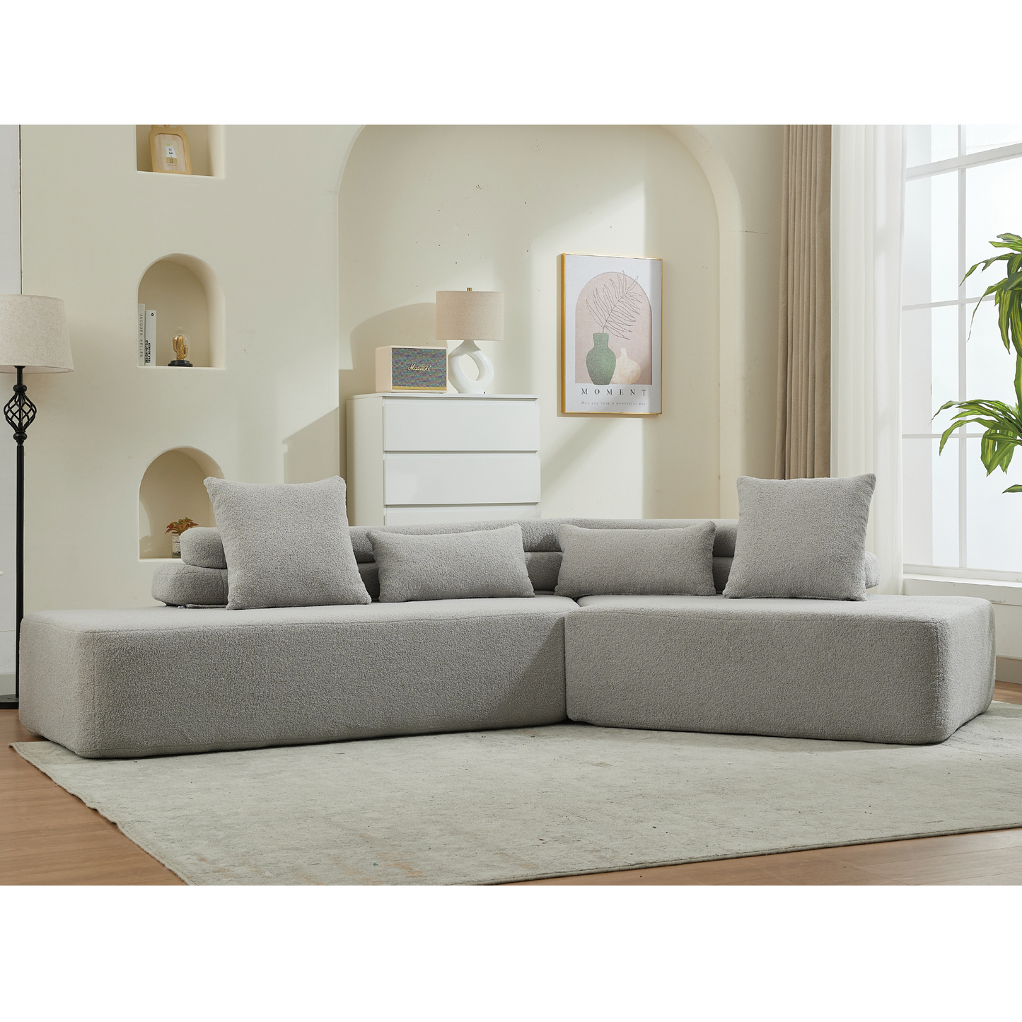 Minimalist Cloud Sectional Couch - 4-Seater in Light Gray