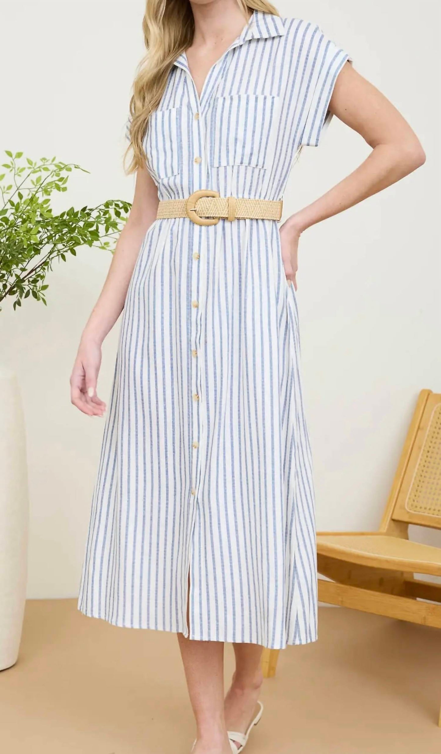 Blu Pepper - Stripe Button Down Dress