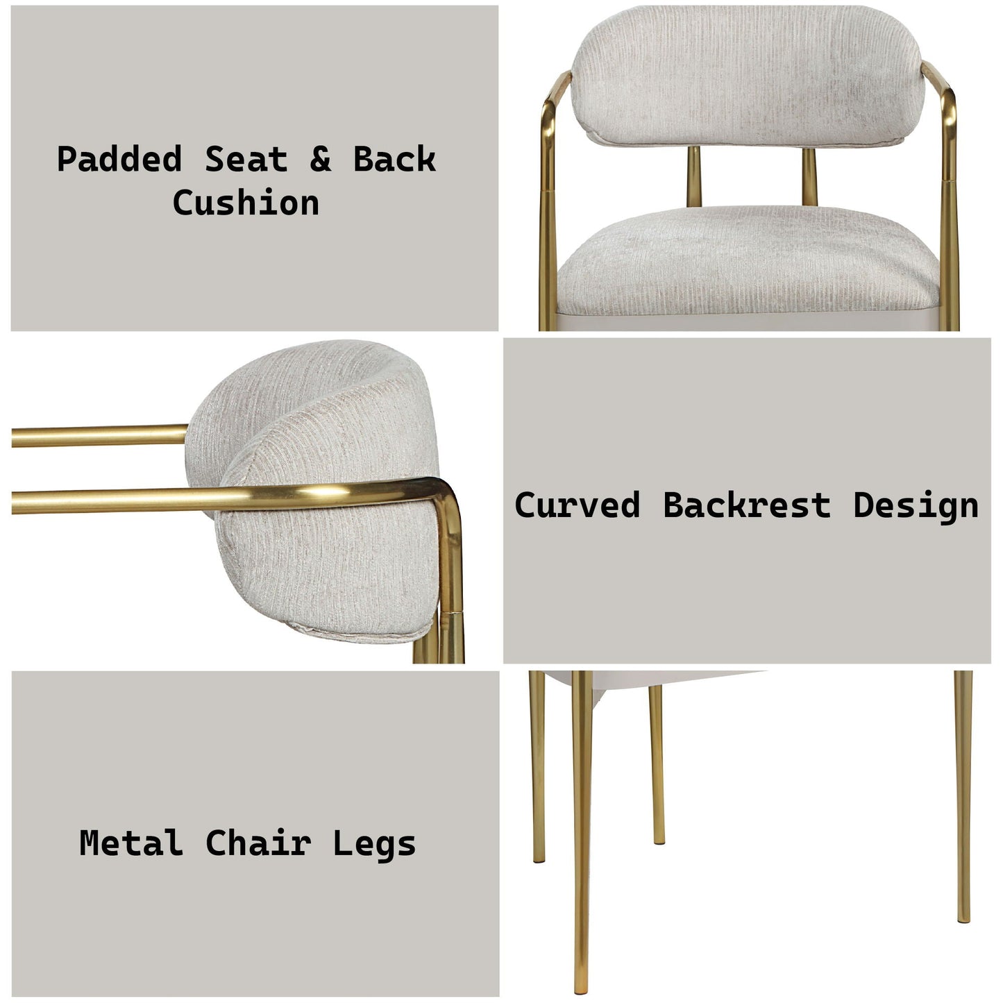 Zayn Arm Chair (Set of 2) - Beige / Gold