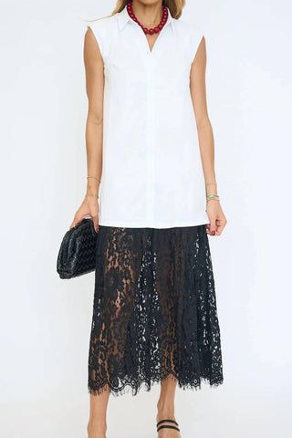 Aureum - Lace Trim Shirt Dress