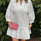 Entro - Selena V-neck 3/4-sleeve Mini Dress With Scallop Trim