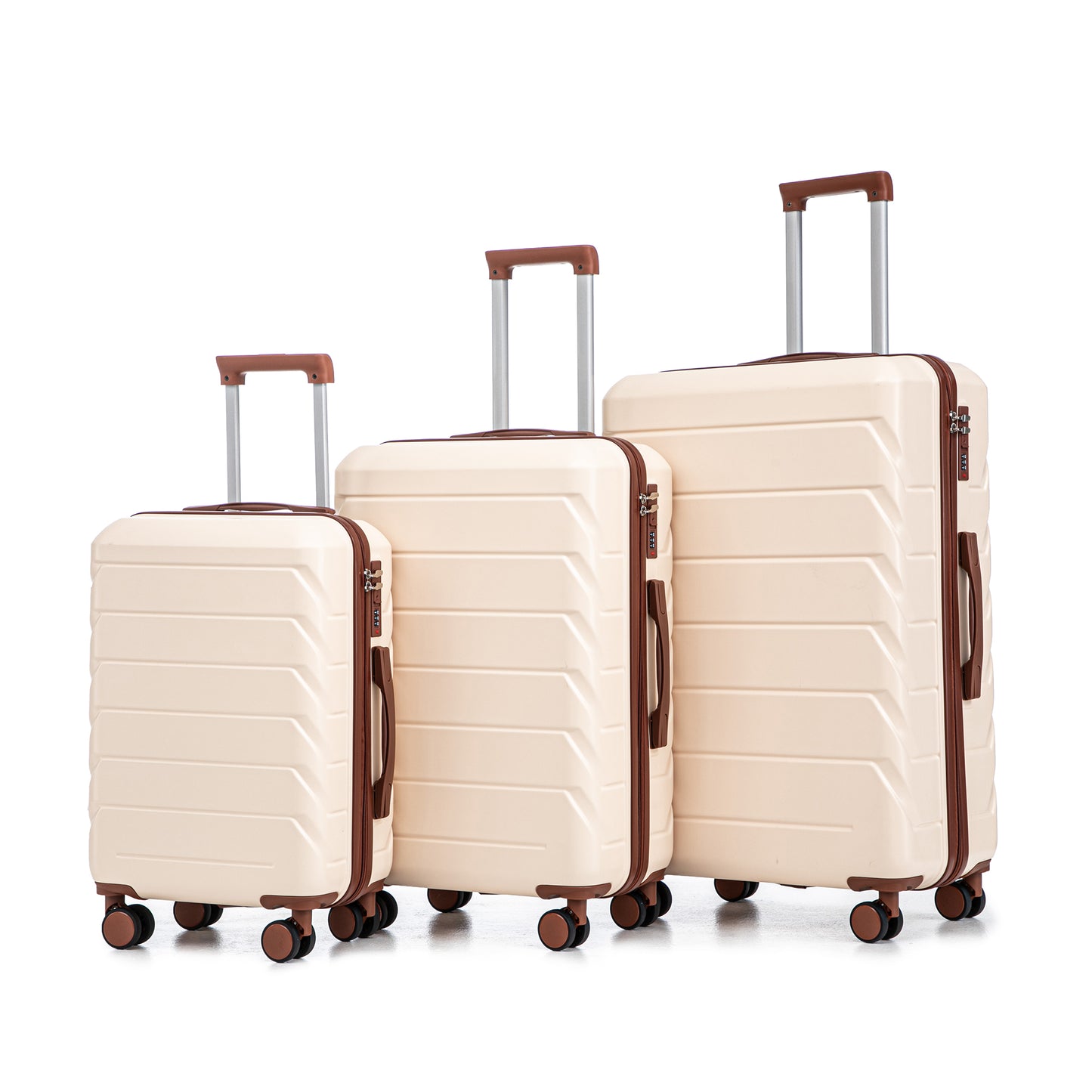 3-Piece Luggage Set – 20" / 24" / 28" ABS Spinner Suitcase with 360° Wheels & Combination Lock - Beige