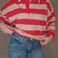 By Together - Striped Rugby Half Button Up Tee