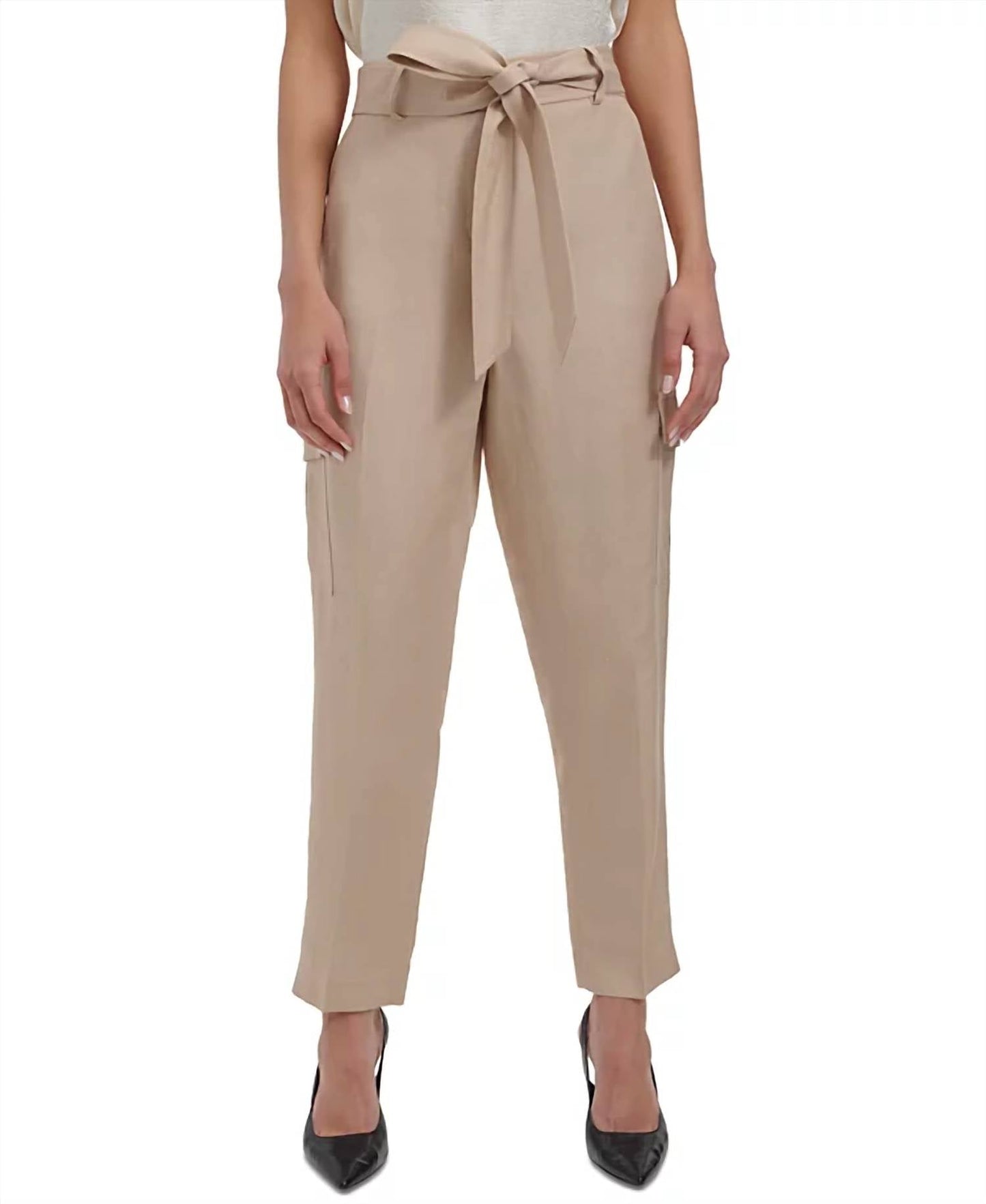 Calvin Klein - Linen Blend Tie Waist Pants