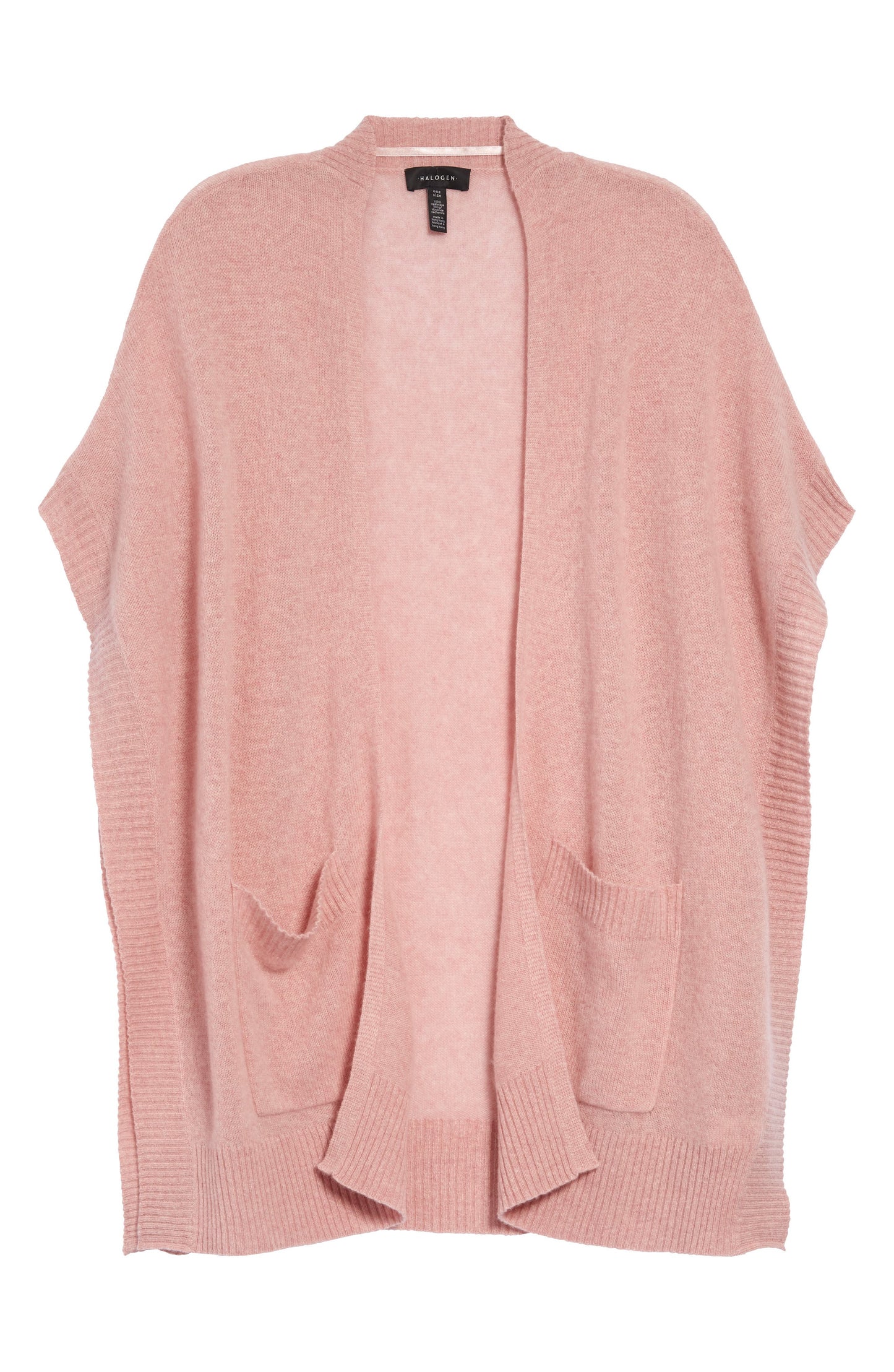 Halogen(R) Easy Throw-On Cashmere Ruana in Pink Rosecloud Heather at Nordstrom