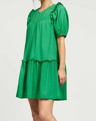 Current Air - Eyelet Ruffle Detail Mini Dress