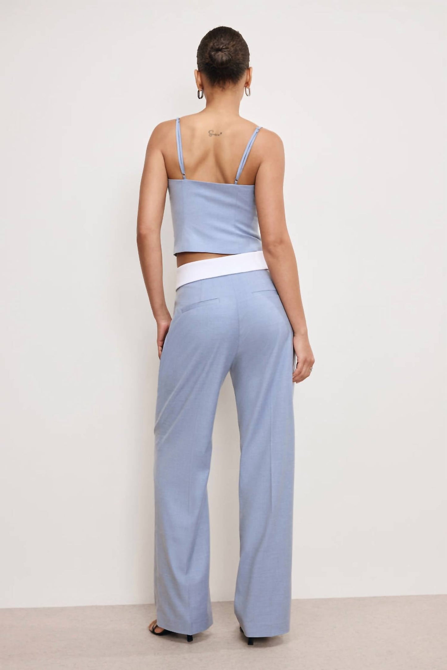 Good American - Twill Suiting Foldover Trouser Pant
