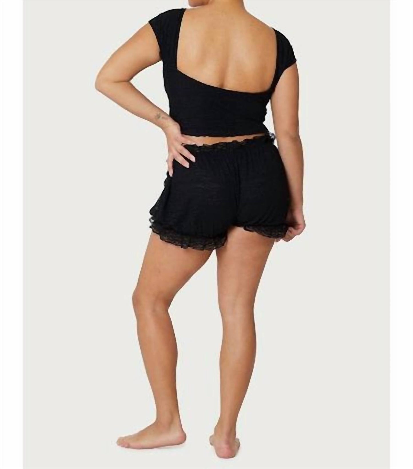 Find Me Now - Crepe Mesh Backless Tee Top