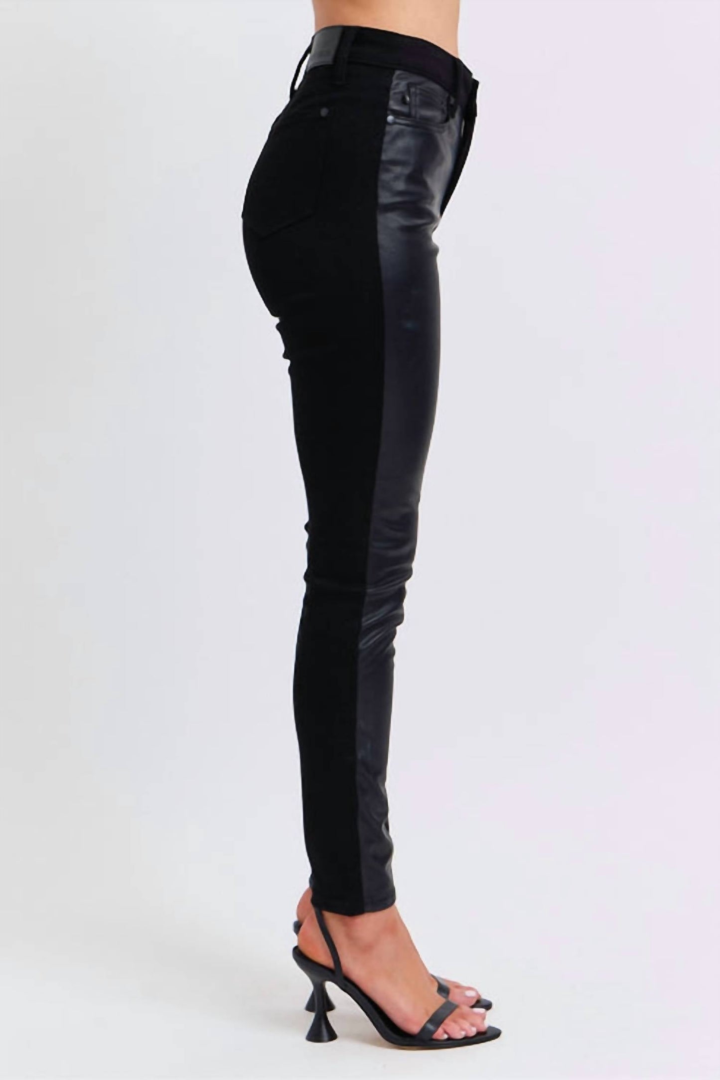 Judy Blue - High Waist Faux Leather & Denim Skinny Jeans