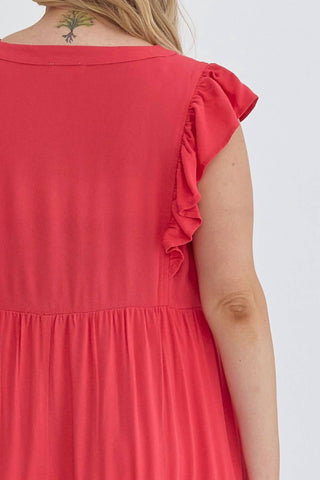 Entro - Curvy Karli Ruffle Sleeve Tiered Dress