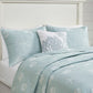 4 Piece Cotton Reversible Embroidered Quilt Set with Throw Pillow Aqua King/Cal King