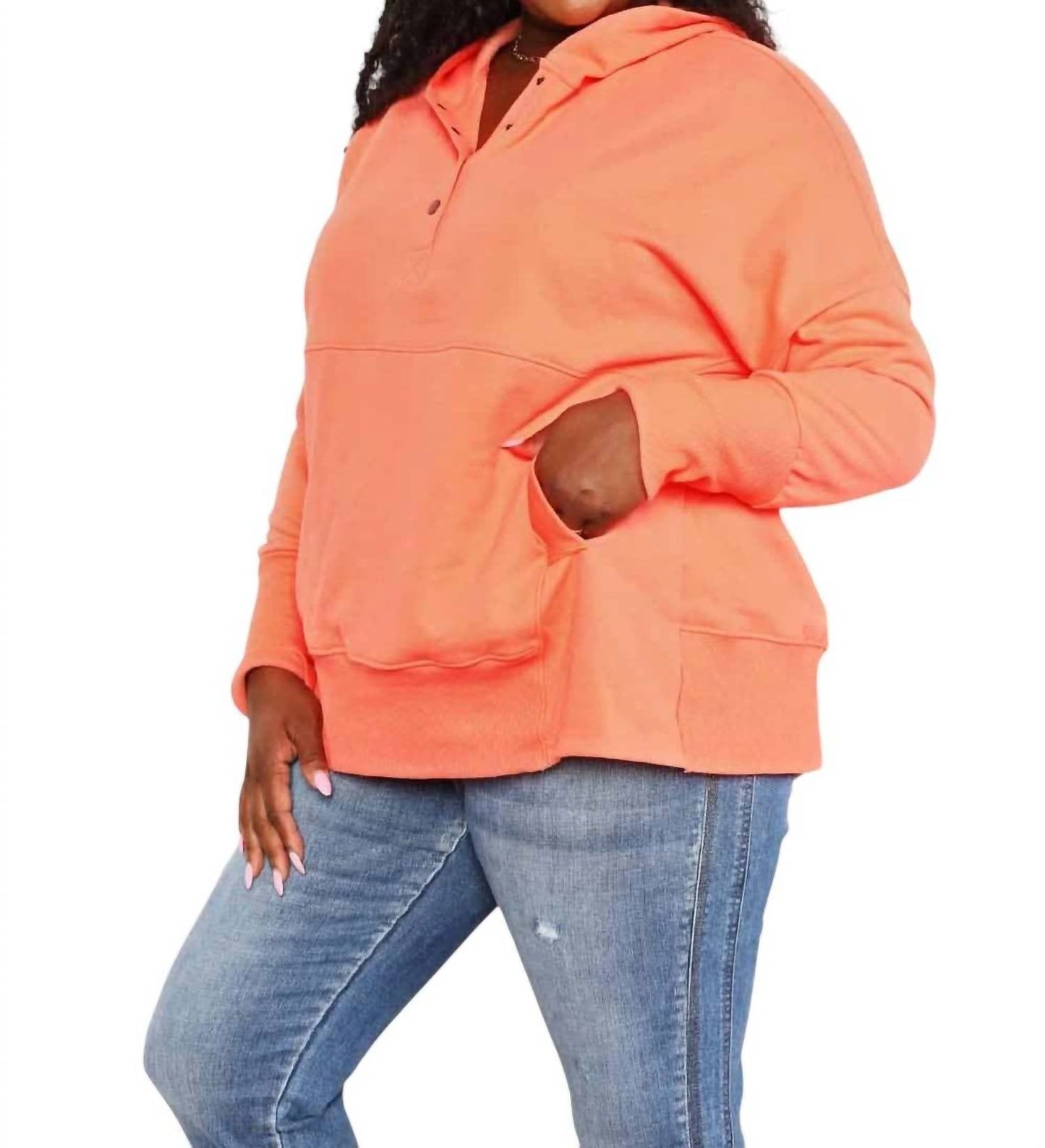 Double Take - Quarter-Snap Dropped Shoulder Hoodie