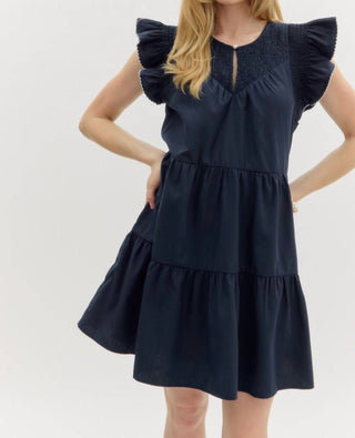 Entro - Flutter Sleeve Midi Dress