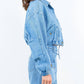 American Bazi - Cropped Denim Jacket With Drawstring Waist