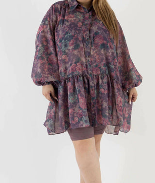 Sante Grace - Floral Voile Tunic Top - Plus Size