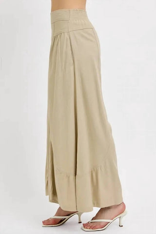 Risen - Shirring Detail Wide Leg Pants